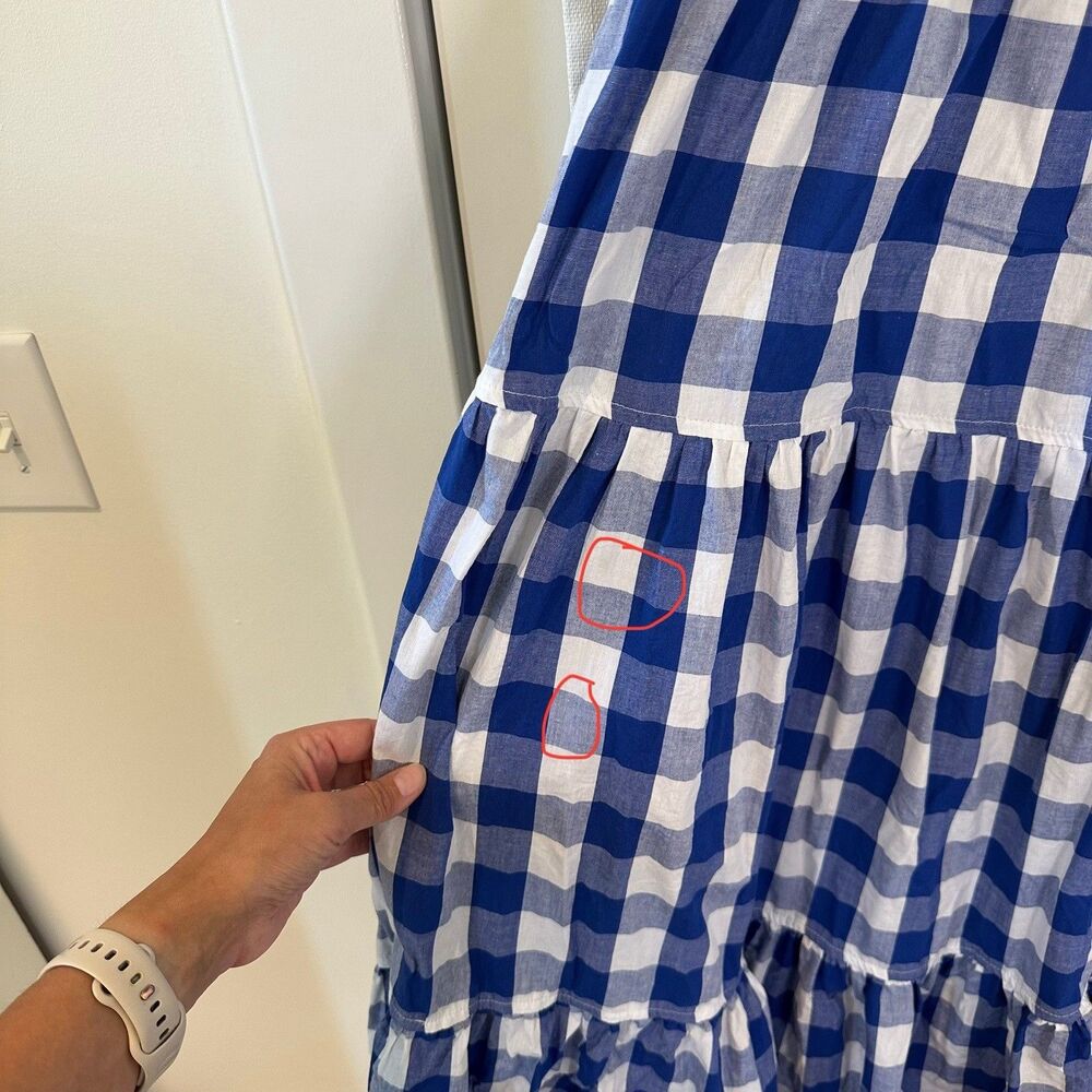 Antonio Melani Dress Women’s Size 12 Blue Gingham Midi Lined Cottagecore Dorothy - Picture 14 of 14